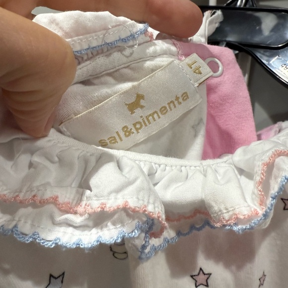 White and Pink Pajama Set with Dreamy Celestial Design - Picture 2 of 4